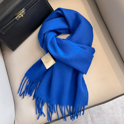 Pure Wool Students Warm-keeping All-matching Tassel Narrow Scarf Couple Wholesale