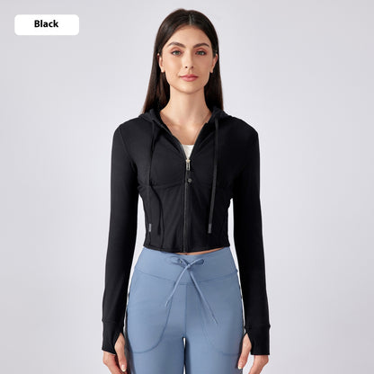 Exercise Yoga Clothes Hooded Waist-controlled Slimming Long Sleeve