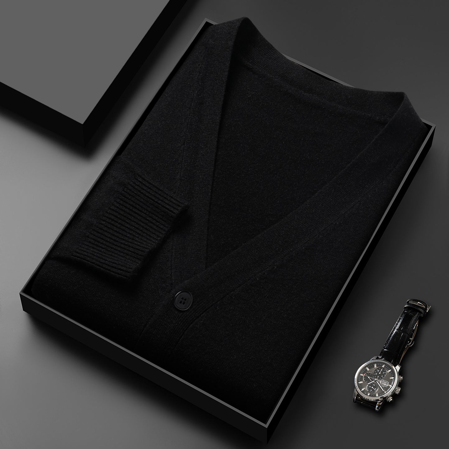 Men's Knitted Cardigan Solid Color And V-neck Basic Style Sweater Coat For Men