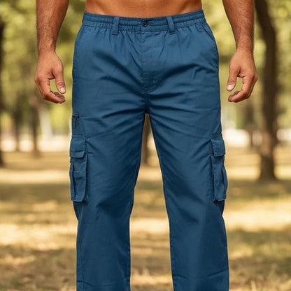 Mens Multi-Pocket Casual Pants Stylish Straight-Leg Workwear