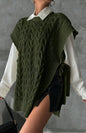 Women's Solid Color V-Neck Tie Casual Knit Vest