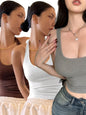 DAZY Solid Backless Halter Top  3PC Set