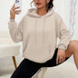 All-matching Loose Drawstring Pocket Sweatshirt Long Sleeve Women