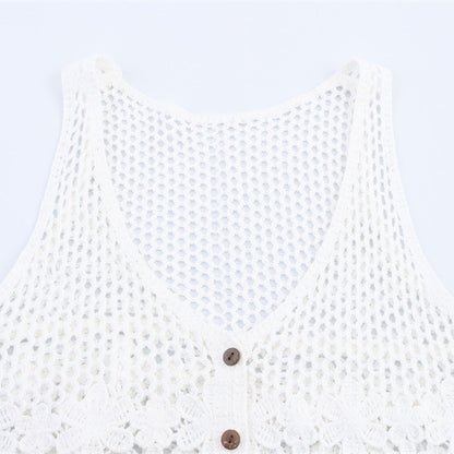 Retro Crocheted Hollow Outer Wear Women's Knitted Vest