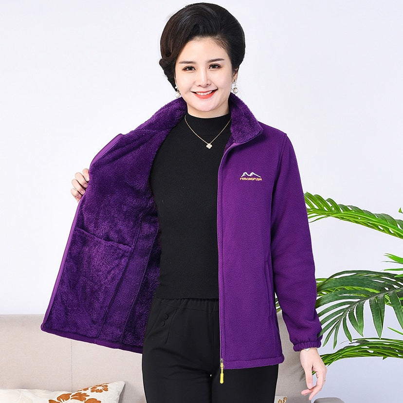 Middle-aged And Elderly Thickened Fleece Hooded Sweatshirt