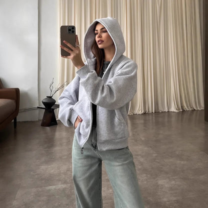 Fall Winter Hooded Casual Thick Coat Women