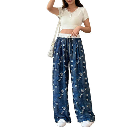 Casual Ladies Drapey Floor-Length Straight Pants