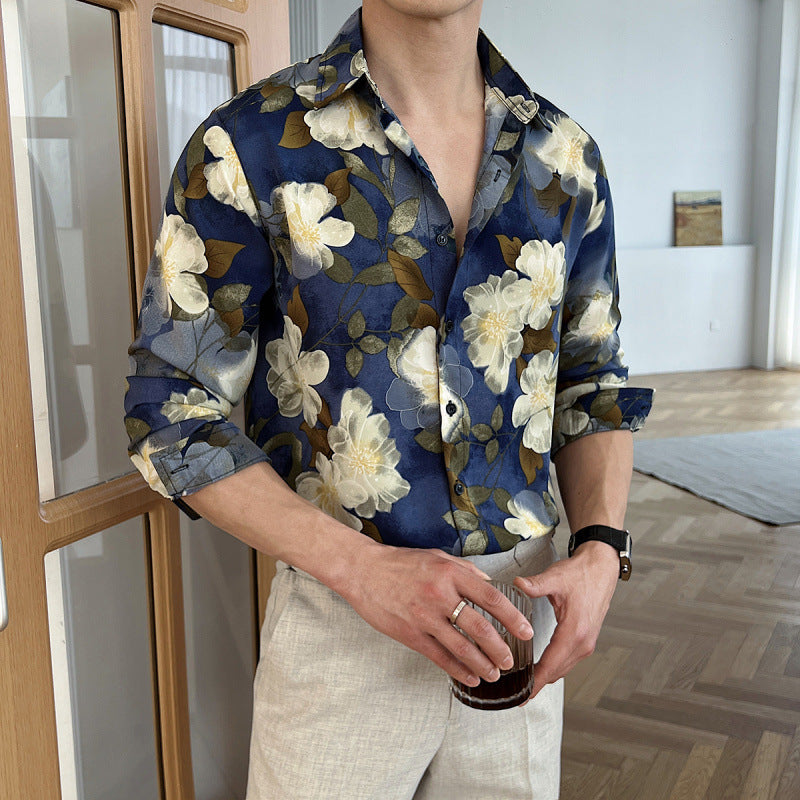 Floral Niche Thin Trendy High Sense Loose Short Sleeve Shirt