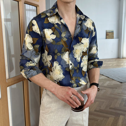 Floral Niche Thin Trendy High Sense Loose Short Sleeve Shirt
