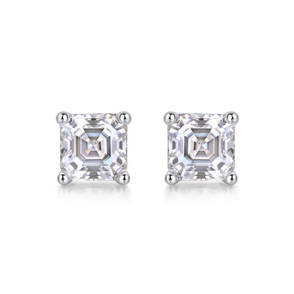 Unrestrained - Top-quality Moissanite S925 Silver And Platinum-plated Stud Earrings, A Fashionable And Trendy Accessory That Can Be Tested With A Diamond Pen In Gold Rose Gold