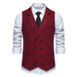 Men's Herringbone Tweed Suit Vest Retro Lapels Double Breasted Vest