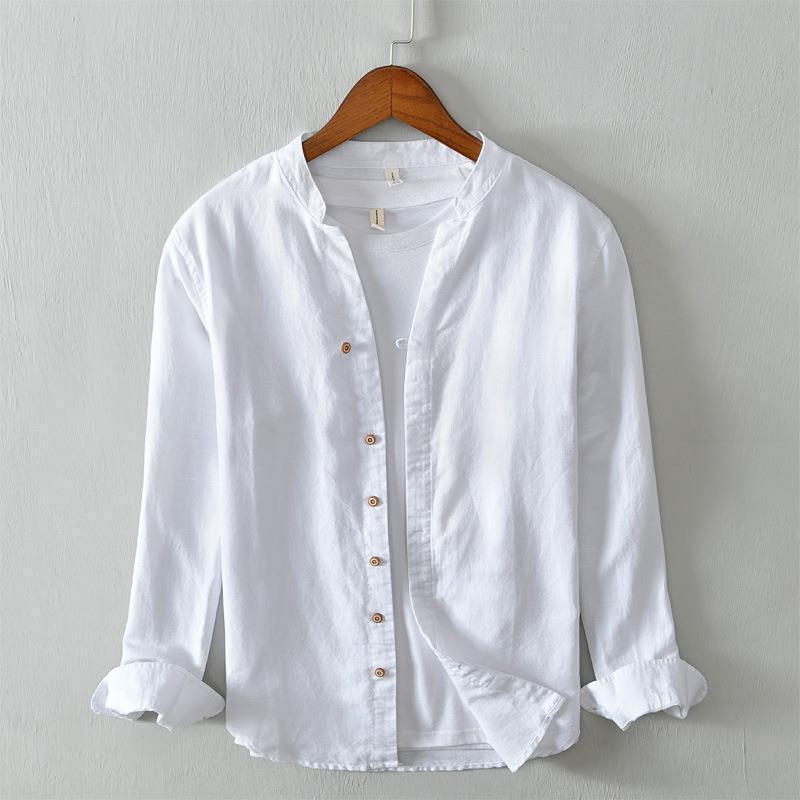 National Plain Casual Long Linen Sleeves Shirt
