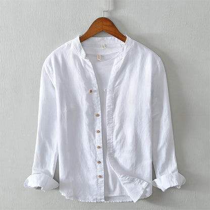 National Plain Casual Long Linen Sleeves Shirt