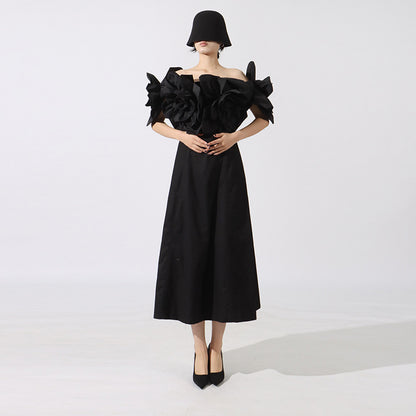 Fashion Heavy Industry Women's Three-dimensional Flower Design Dress
