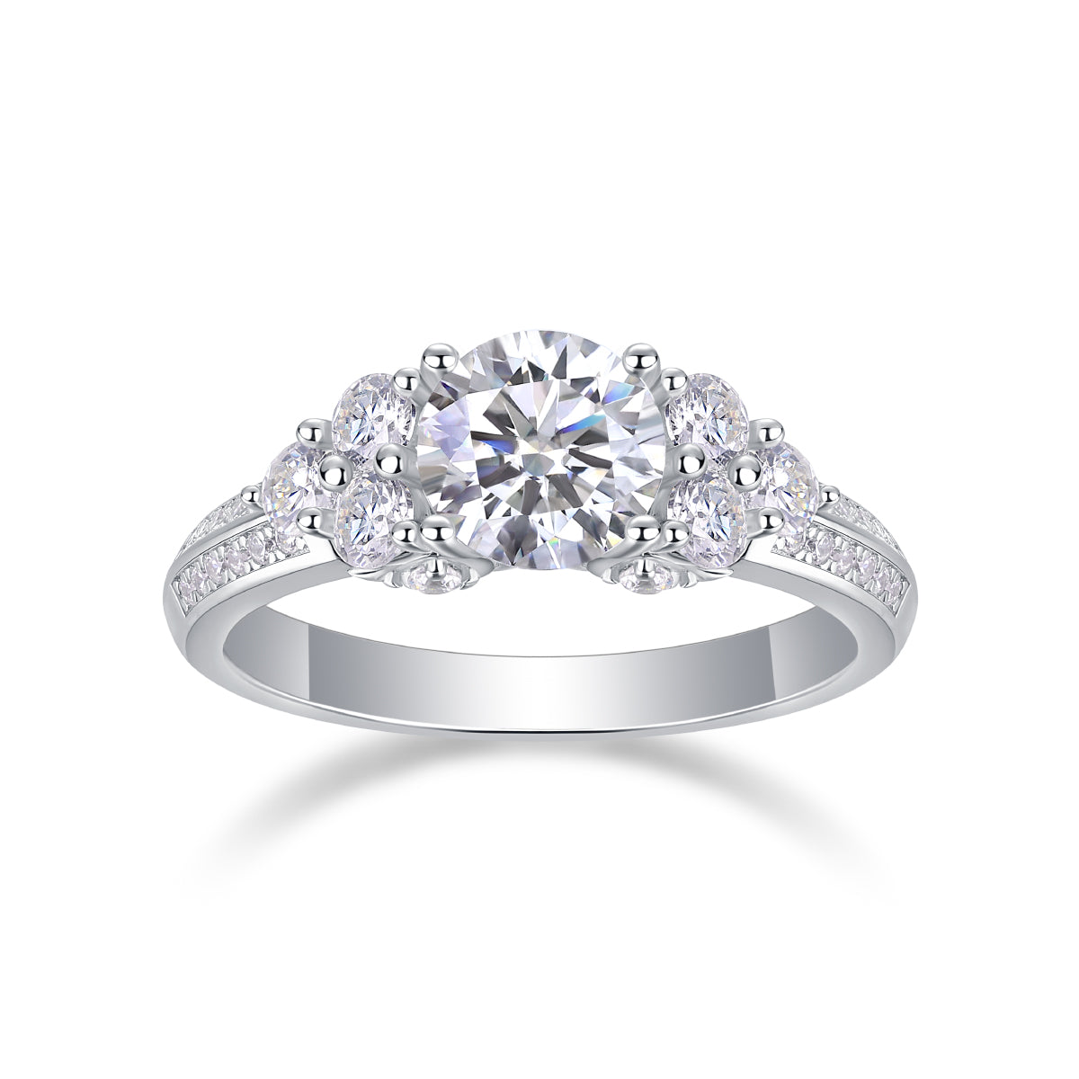 Coral Dream - A Wedding Ring Set With 1-carat Top-quality Moissanite S925 Silver And Platinum-plated Diamond. The Ring Can Be Inspected With A Diamond Pen