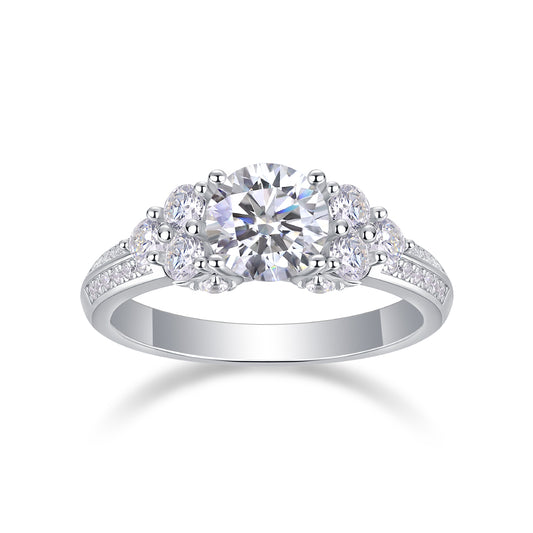 Coral Dream - A Wedding Ring Set With 1-carat Top-quality Moissanite S925 Silver And Platinum-plated Diamond. The Ring Can Be Inspected With A Diamond Pen