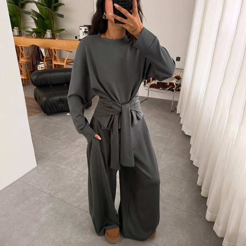 Stylish And Comfortable Waist-tied Ribbon Pants Casual Suit