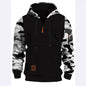 Stitching Hooded Men's Fashion Camouflage American Vintage Zipper Sweater