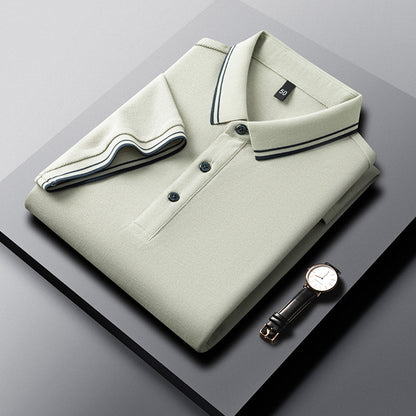 Summer Lapel Mercerized Cotton T-shirt Loose Breathable