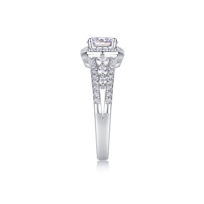 Meteor Shower - Set With 1-carat Top-quality Moissanite S925 Silver And Platinum-plated Diamond Wedding Ring. The Ring Can Be Inspected With A Diamond Pen