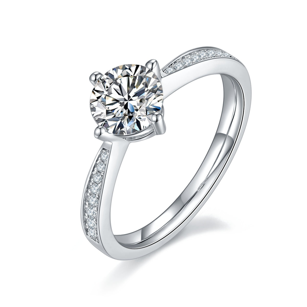Moonlight City - A Wedding Ring Set With 1-carat Top-quality Moissanite S925 Silver And Platinum-plated Diamond. The Ring Can Be Inspected With A Diamond Pen