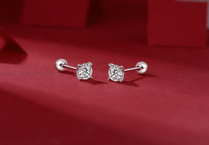Time Imprint - Earrings Set With 0.5-carat Top-quality Moissanite S925 Silver And Platinum-plated Stud Earrings, A Fashionable And Trendy Accessory, Can Be Tested With A Diamond Pen