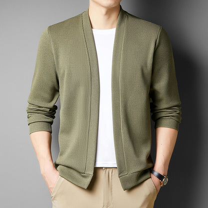 Spring New Fake Two-piece Men's Long-sleeved Knitted Cardigan