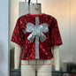 Women's Sequined Top Rugby Casual Loose