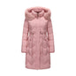 Big Fur Collar Mid-length Thickened Waist-cinching Cotton Coat