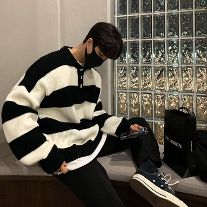 Coat Sweater Men's Loose All-matching Striped