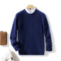 Pure Wool Sweater Men's Loose Round Neck Sweater Casual Thickening Knitted Bottoming Shirt