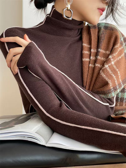 French High-neck Knit Sweater Women