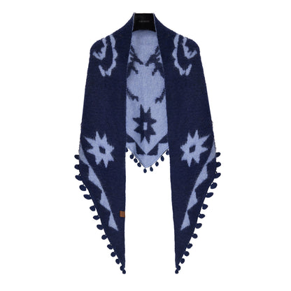 Double-sided Wool Shawl Reversible Warm Cloak