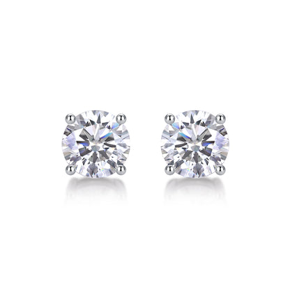Pure Love - Earrings Set With Top-quality Moissanite S925 Silver And Platinum-plated Stud Earrings Are Fashionable And Trendy Accessories That Can Be Tested With A Diamond Pen