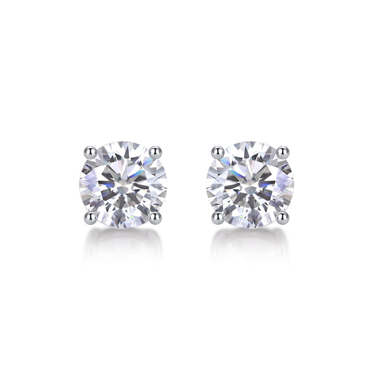 Pure Love - Earrings Set With Top-quality Moissanite S925 Silver And Platinum-plated Stud Earrings Are Fashionable And Trendy Accessories That Can Be Tested With A Diamond Pen
