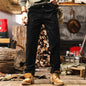Retro Coffee-colored Denim Straight-leg Casual Trousers