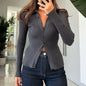 Casual Simple Solid Color Long-sleeved Shirt Woolen Women's Clothing