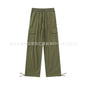 Loose Fitting Casual Straight Leg Cargo Pants With Multiple Pockets And A Drawstring Waist