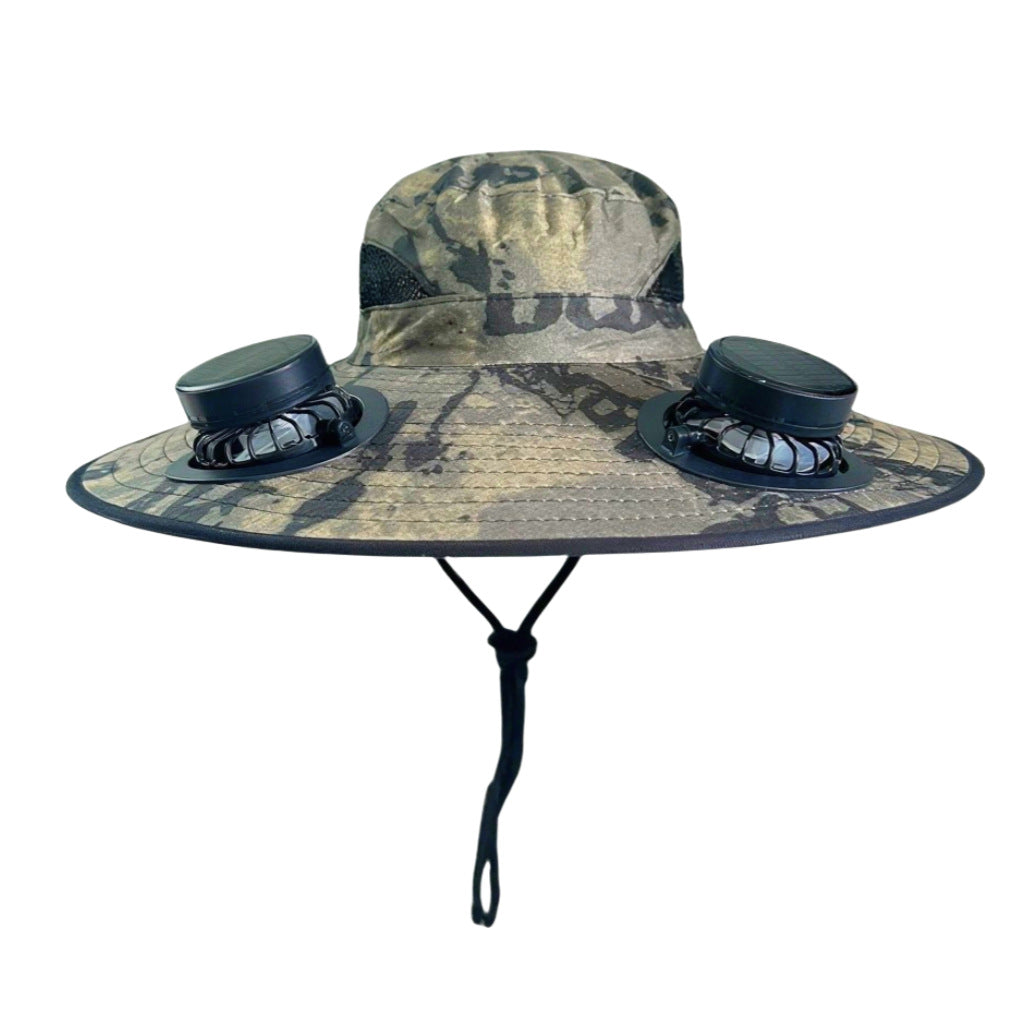 Solar-powered Dual-fan Hat With Dual Power Supply