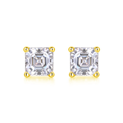 Unrestrained - Top-quality Moissanite S925 Silver And Platinum-plated Stud Earrings, A Fashionable And Trendy Accessory That Can Be Tested With A Diamond Pen In Gold Rose Gold