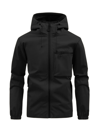 Men's Fashion Casual Hooded Solid Color Multi-pocket Work Pants Outdoor Coat
