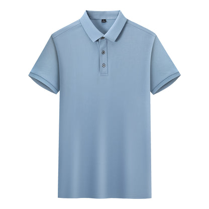 Pure Color Cotton Lapel Short-sleeved T-shirt High-end Work Clothes