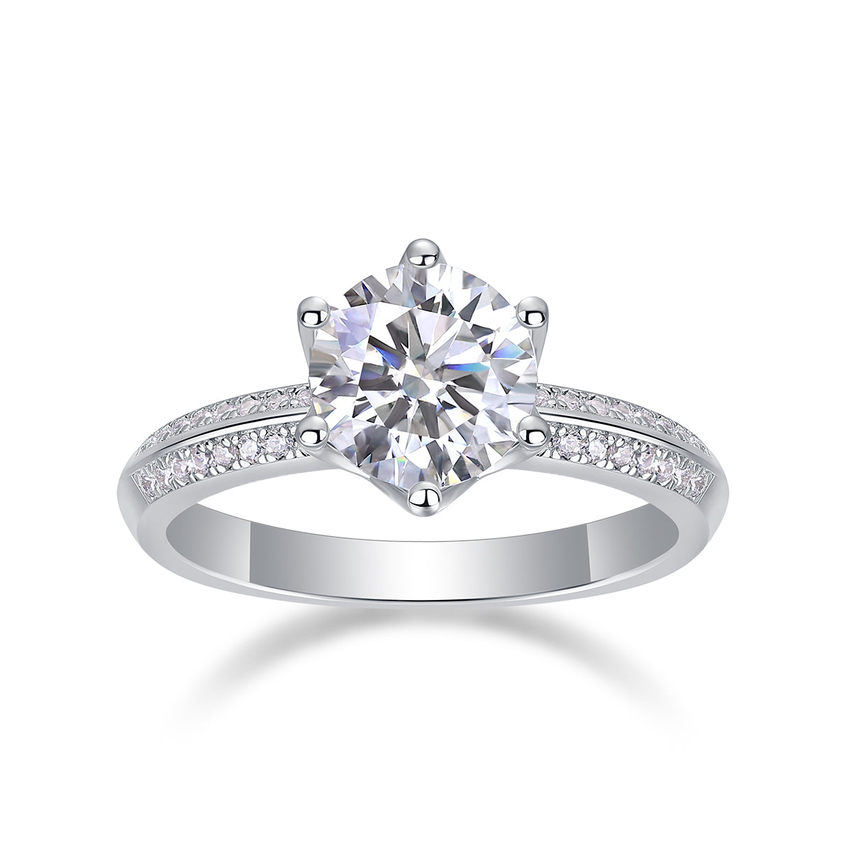 Happiness Like A Flower - A Wedding Ring Set With 1-carat Top-quality Moissanite S925 Silver And Platinum-plated Diamond. The Ring Can Be Tested With A Diamond Pen