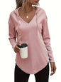 Women's Hoodie With Drawstrings V-neck Plus Size Sweater