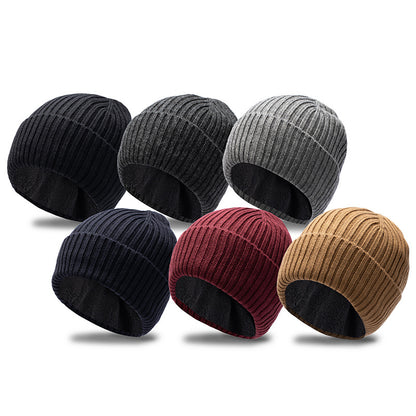 Fleece-lined Thickened Warm Winter Men's Knitted Hat