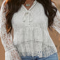 White Tie Lace Ruffled Detail Long Sleeve Shirt
