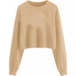 Women's Autumn And Winter New Solid Color With Fur Loose O-neck Short Sweater