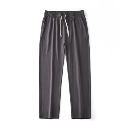 Mens Solid-Color Straight-Leg Lace-Up All-Match Sports Pants For Men