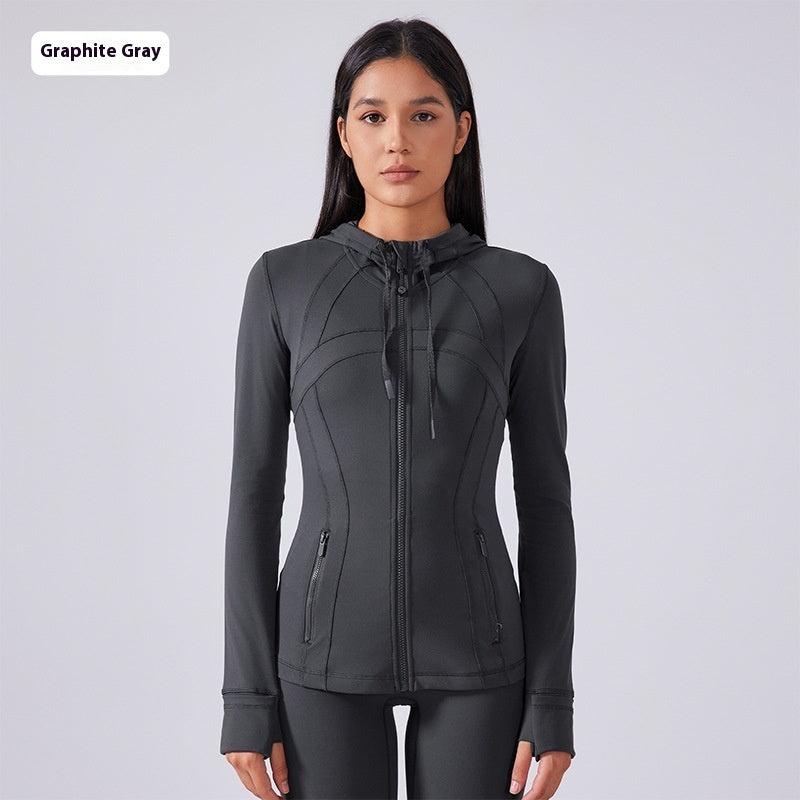 Yoga Clothes Coat Women's Body Shaping And Slim Looking Hooded Zipper
