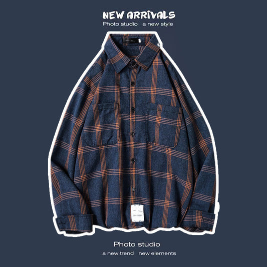 Loose Fashion Personality Men's Retro Plaid Coat